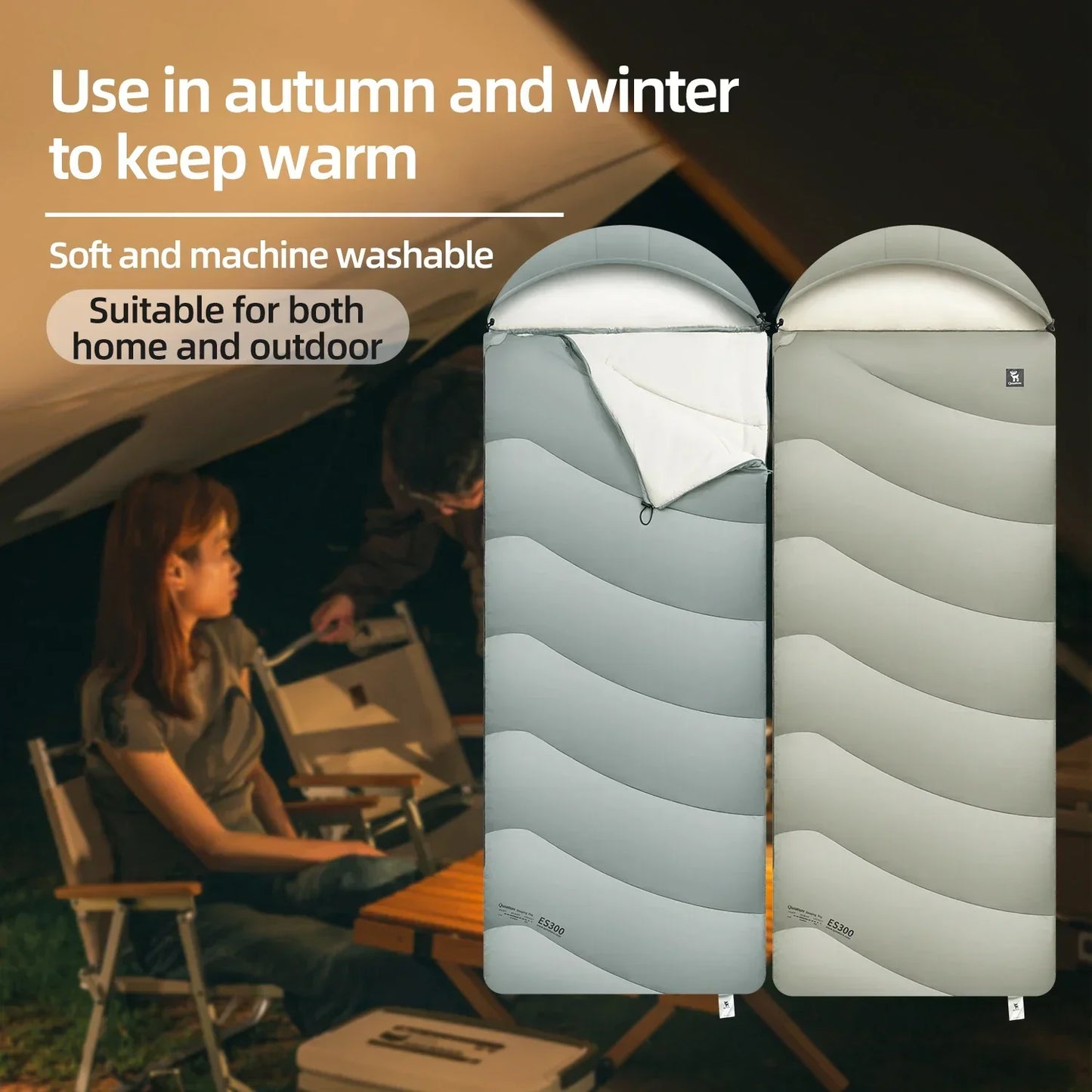 Qunature Sleeping Bag Outdoor Camping Warm Portable Household Cold-Resistant Single Person Splicing Quilt Camping Equipment