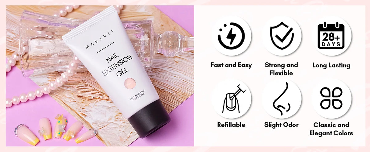 Makartt HEMA-Free Poly Nail Extension Gel 50ml, Hybrid Acrygel Builder Multi-Color, Long-Lasting French Manicure DIY Nail Art