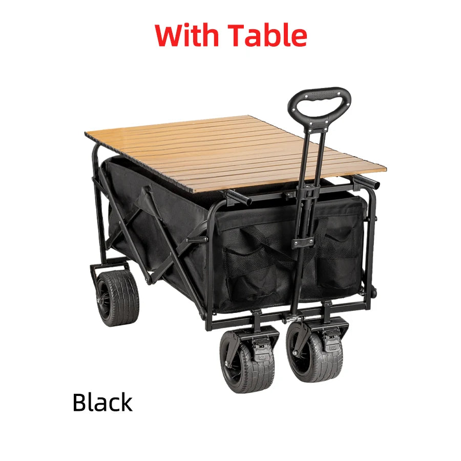Big Tank Wheels Beach Wagon for Sand 500lbs Large Capacity Foldable Cart Garden Outdoor Picnic Collapse Shopping Trolleys Cart