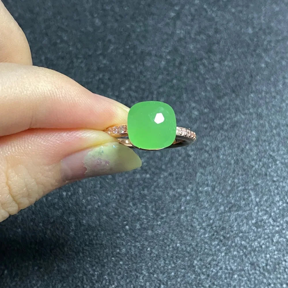 Ladies Square Candy Ring Slim Single Row Zircon Crystal Ring Platinum Plated Amethyst Jewelry Party Gift for Women