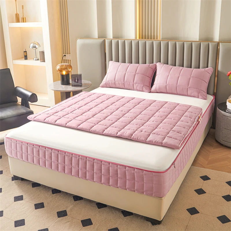 Six Sides All Inclusive Mattress Cover with Zipper Thicken Fitted Sheet Quilted Mattress Protector Pad Couple Customized Size