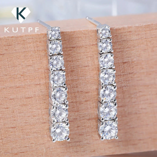 3-5mm Size Gradient Moissanite Drop Earrings for Women 925 Sterling Silver Long Tassel Diamond Stud Earring with Certificates