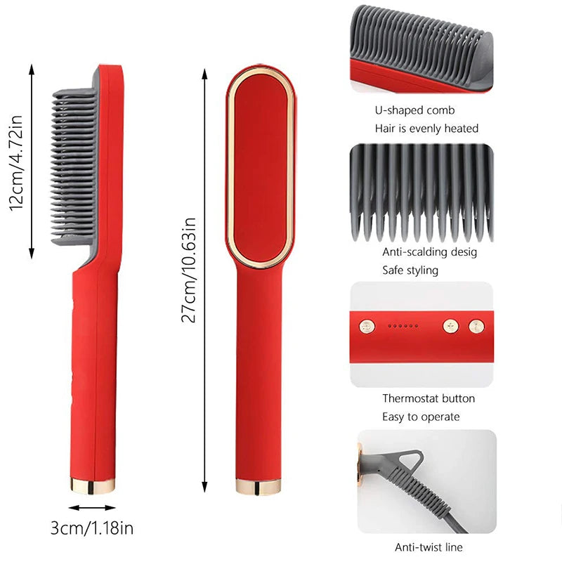 Electric Heating Comb Hair Straightener Comb Negative Ion 5-Speed Temperature Portable Fast Heating Electric Straightening Brus