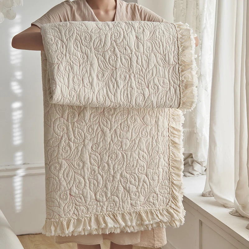 Washed Pure Cotton Versatile Quilted Bedspread Summer Quilt Blanket Bed Cover Mattress Topper Coverlet Bed Sheet With Pillowcase