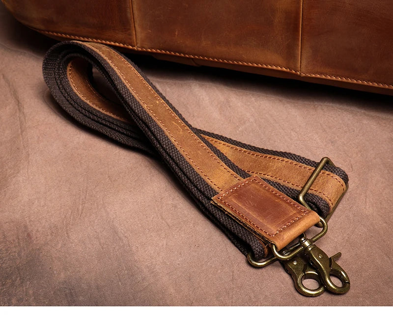GURO Vintage Crazy Horse Cowhide Travel Bag Men's Real Leather Handbag Casual Weekend Camping Luggage Bag Daily Gym Shoulder Bag