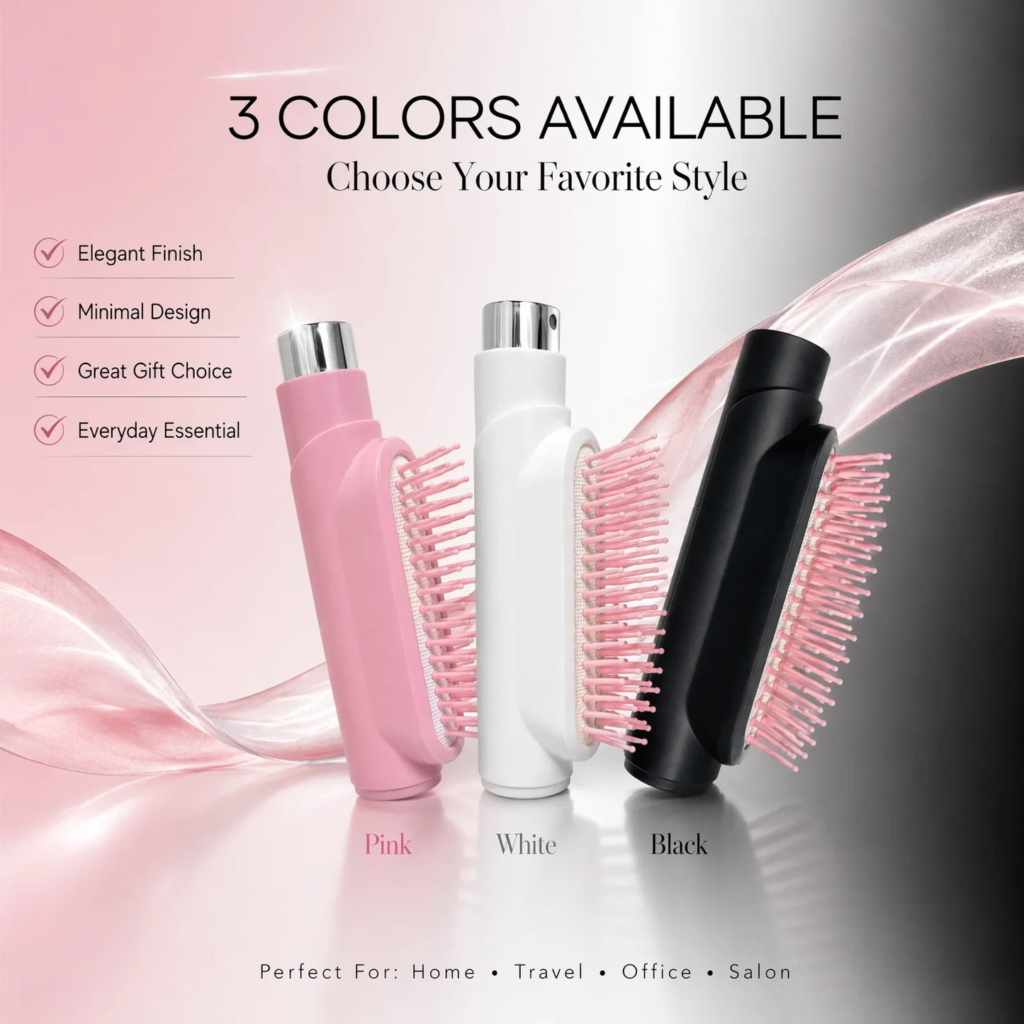2 In 1 Spray Hair Brush Refillable Water Mist Comb Portable Detangling Scalp Massage Anti Frizz Hair Styling Travel Brush