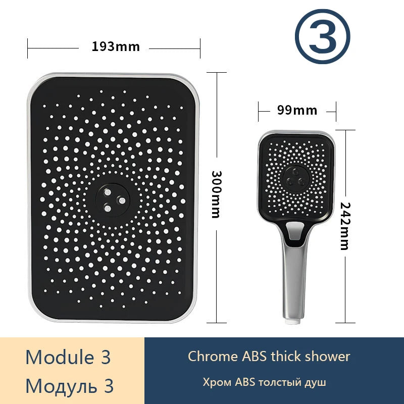 DIY Shower Set Bathroom Shower System Wall Mounted Bathtub Shower Faucet Gray Black Golden White Digital LED Temperature Shower