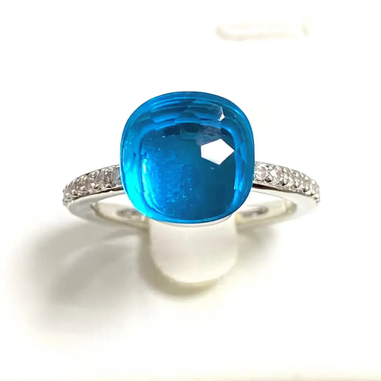 Ladies Square Candy Ring Slim Single Row Zircon Crystal Ring Platinum Plated Amethyst Jewelry Party Gift for Women