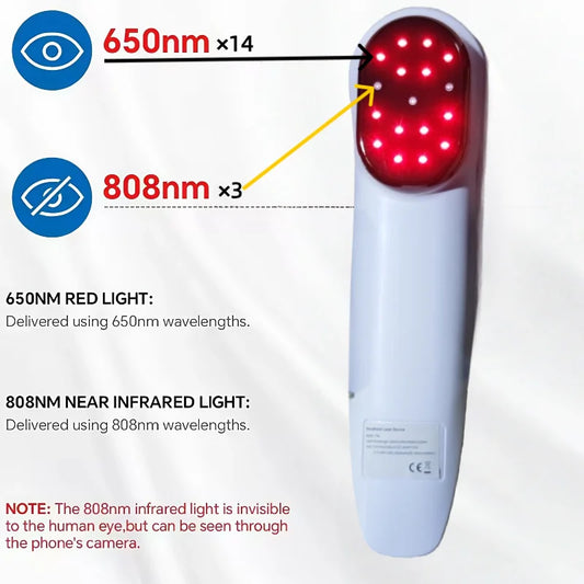 808nm 650nm LLLT Low-level Laser Device, Hand-held Cold Laser Therapy for Neck Back Arthritis Pain Relief Treatment