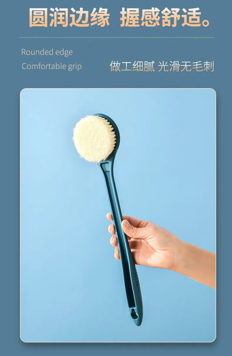 Long Handle Bath Brush Soft Hair Back Bath Brush Bathroom Body Bath Brush Mud Back Scrubber Shower Massage Exfoliation Brush