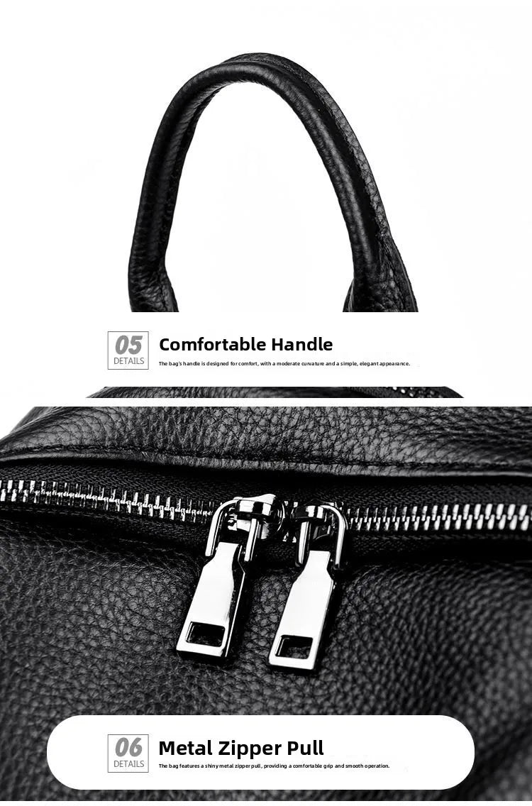 2026 New Fashionable Pure Color Leather Backpack Women's Cross-Border Travel Bag Durable Soft Cowhide Shoulder Bag for All Ages