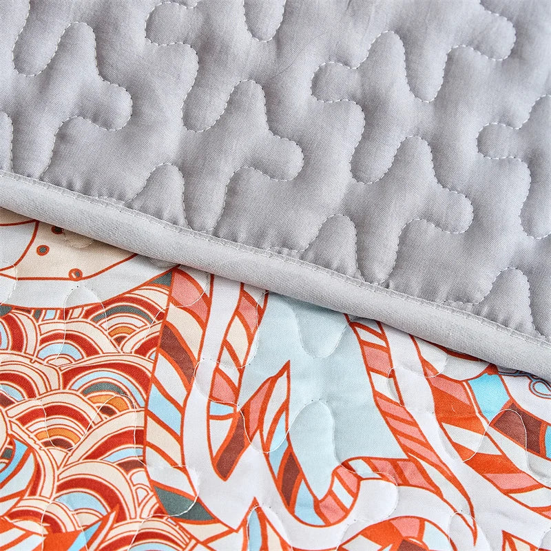 New Quilted Bedspread Set,Soft Microfiber,Thick Bed Cover+Pillowcase,European Flower Patchwork Mattress Topper Bed Sheets King