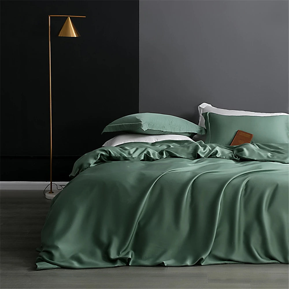 Sondeson Luxury White 100% Silk Bedding Set Healthy Skin Beauty Queen King Duvet Cover Set Flat Sheet Pillowcase Bed Linen Sets