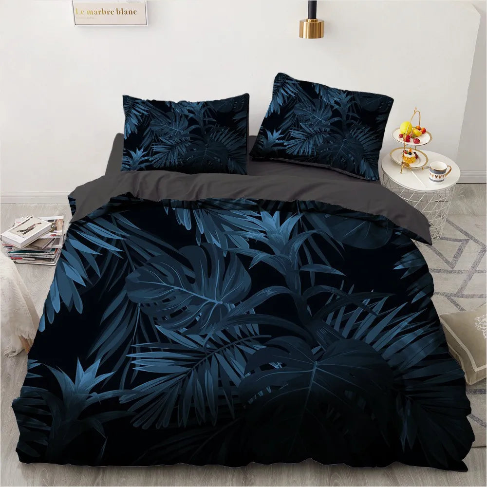 Flower Bird King Queen Duvet Cover Colorful Tropical Floral Bedding Set For Women Watercolor Plant 2/3pcs Polyester Quilt Cover