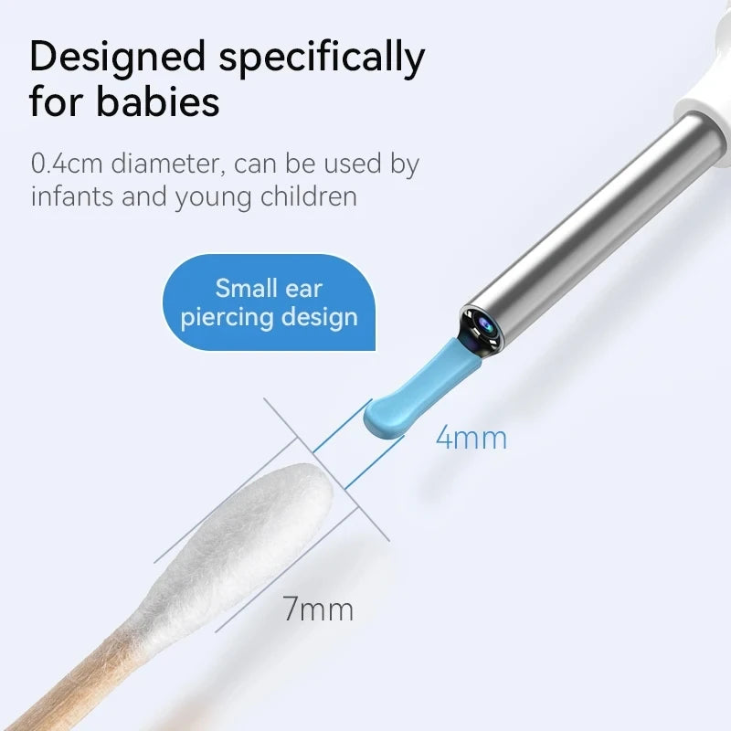 Smart Visual Ear Cleaner with Camera  Ear Sticks USB C Charging Ear Wax Removal Tool WIFI Connection 6 LED Lights Earpick