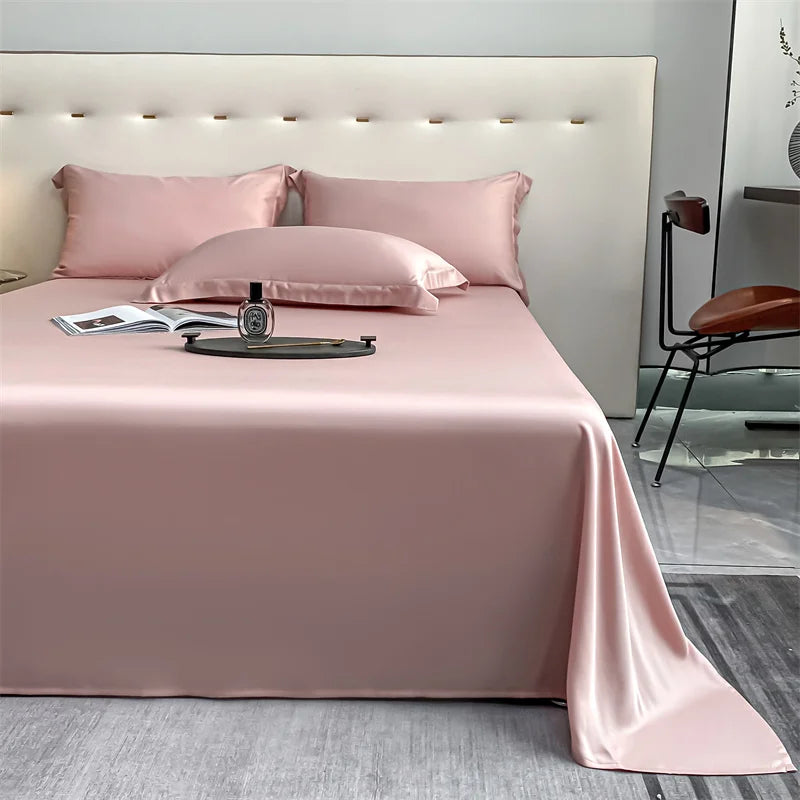 100% Bamboo Bed Sheet Flat Bed Sheets Luxury Flat Sheet Solid Color Single/Double/King/Queen Size Bed Linens Summer Cooling 2024