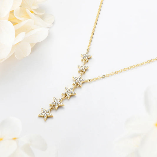 1.2mm&1mm&0.8mm Round Full Moissanite Diamond Y Shape Star Necklace for Women Real Silver 925 Charm Necklace Unique Jewelry Gift