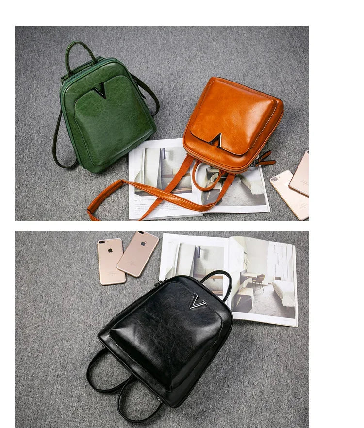 Fashionable High-Quality Leather Women's Backpack Casual Multifunctional Large Capacity Hot Sale Of The Season New Style Double