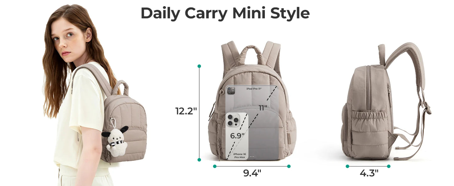 BAGSMART Mini Backpack for Women Lightweight Puffer Small Backpack Purse Quilted Casual Travel Daypack Cute Waterproof Bookbag