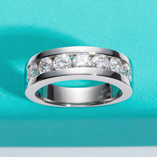 AnuJewel 4mm Moissanite Wedding Band 925 Sterling Silver Lab Created Diamond Band Ring Men Women Ring Customized Jewelry