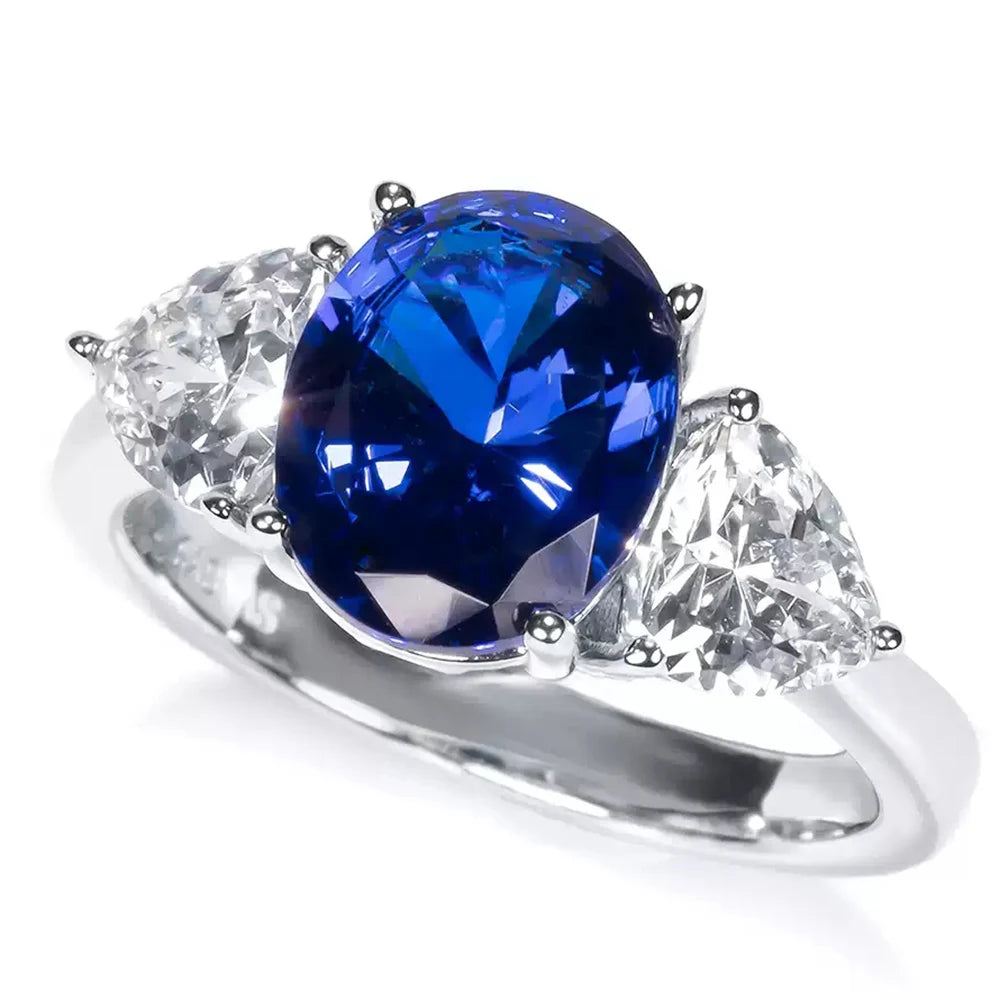 WUIHA Vintage 100% 925 Sterling Silver Lab Sapphire High Carbon Diamonds Gemstone Wedding Engagement Cocktail Ring Fine Jewelry