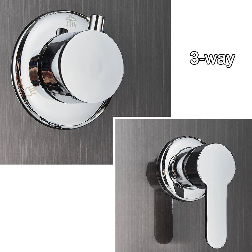 Brushed Nickel Shower Panel Column Rain&Waterfall Shower Head  Massage Jets Hot and Cold Mixer Tap Bathroom Shower Faucet
