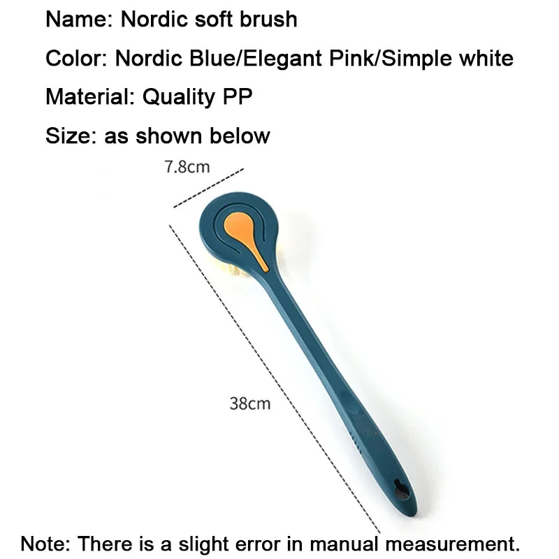 Long Handle Bath Brush Soft Hair Back Bath Brush Bathroom Body Bath Brush Mud Back Scrubber Shower Massage Exfoliation Brush