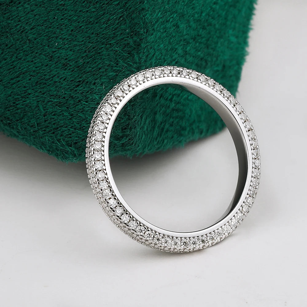 Full Eternity Moissanite Ring for Women Men Diamond Wedding Band Engagement Anniversary Gift in S925 Sterling Silver