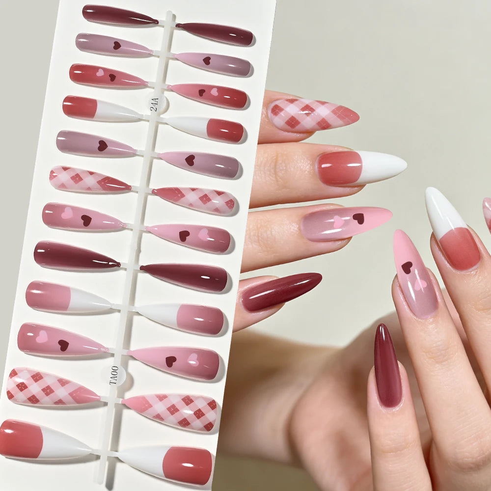 120Pcs Y2k Star Leopard Print Long Stilettos False Nails 5-Styles Pink/Blue Glossy Acrylic Press on nails Full Cover Fake Nails_
