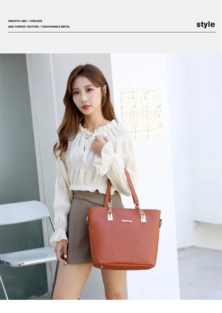 Fashionable Urban Simple Large Capacity Mother-Daughter Shoulder Bag Women's Handbag Set Six Pieces Crossbody Handbag