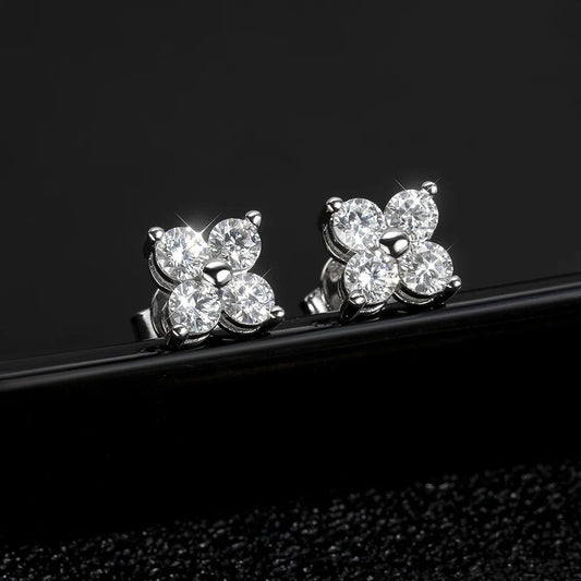 3mm 4-Stone Moissanite Jewelry Set for Women D Color Lab Diamond Stud Earrings Pandant Necklace with Gra Certificates 925 Silver
