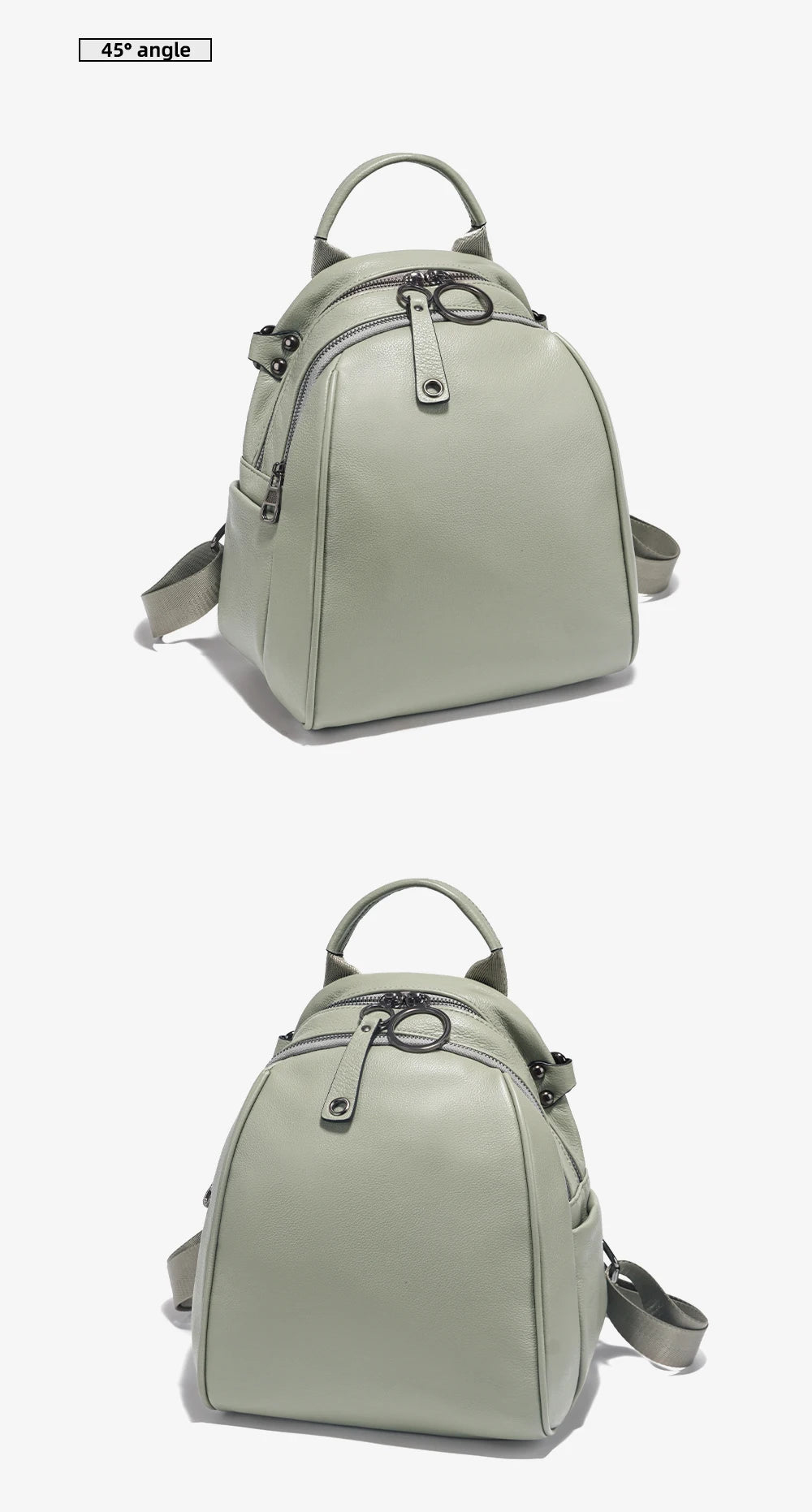 Zency Women's Soft Genuine Leather Travel Backpack Large Capacity Convertible Rucksack Knapsack Multi-compartment Shoulder Bag