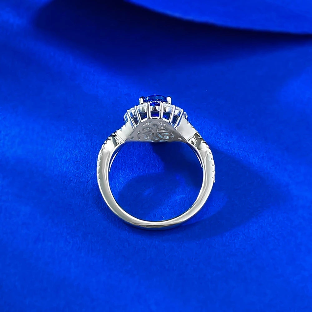 Wong Rain Classic 925 Sterling Silver Oval Cut 6*8 MM Sapphire High Carbon Diamond Gems Engagement Rings Fine Jewelry Wholesale