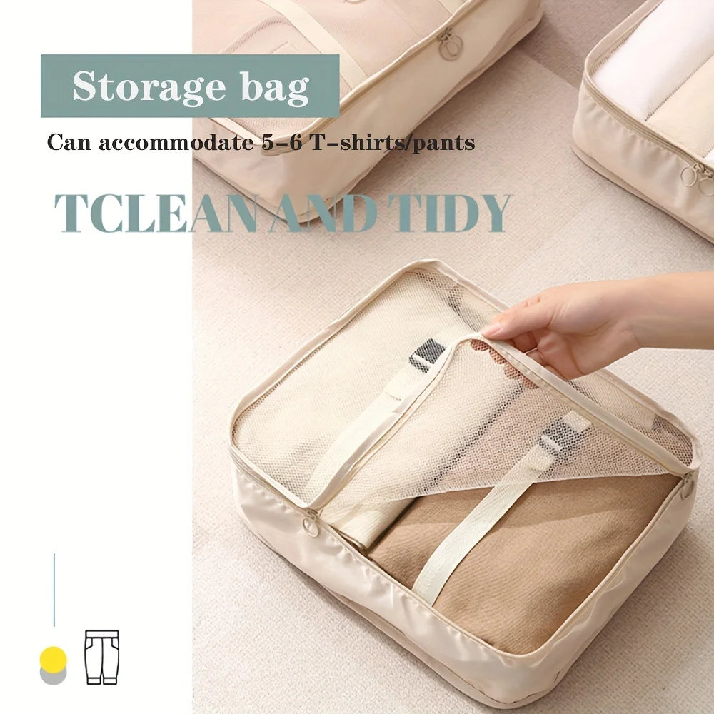 7-piece large-capacity travel storage bag set, portable packing organizers for classified storage of clothes, pants and socks