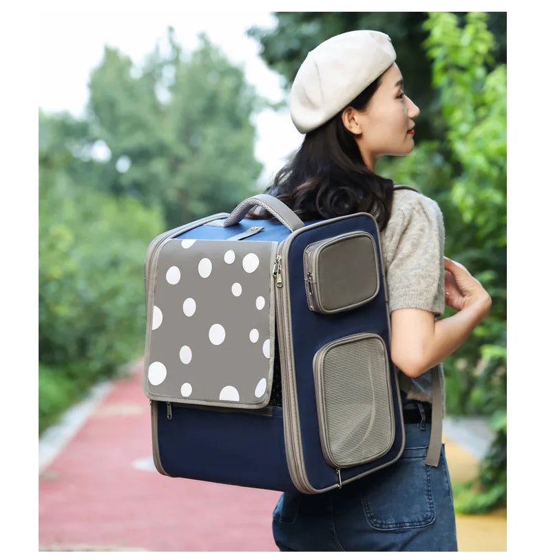Multifunctional pull rod pet bag portable cat suitcase cat bag outing large capacity double shoulder breathable pet backpack