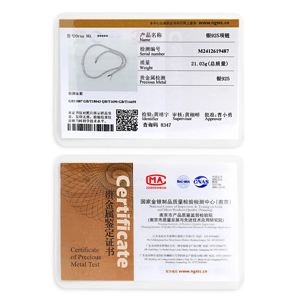 3mm Full Moissanite Tennis Necklace for Woman 925 Sterling Silver Plated 18k White Gold Tassel Necklace Party Wedding Jewelry