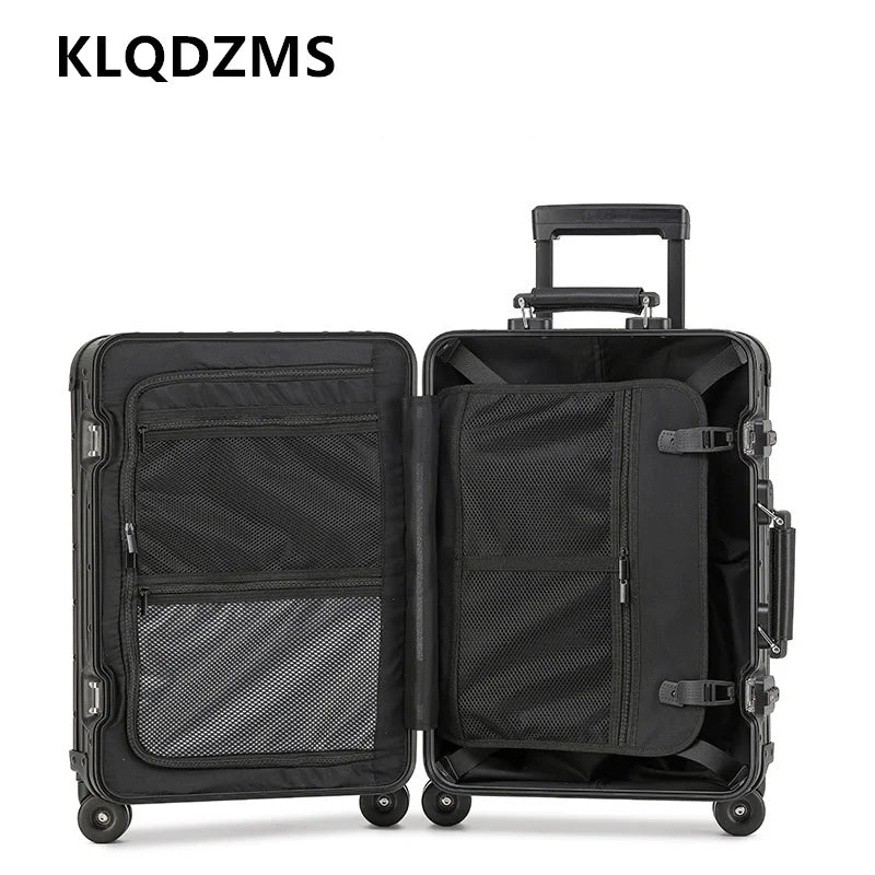 KLQDZMS Travel Luggage All Aluminum Magnesium Alloy Boarding Box Men's Business Trolley Case 20"24 Inch Rolling Suitcase