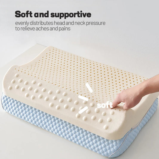 Natural Latex Pillow with Organic Cotton Cover Memory Adult Cervical Pillow Bed Pillow for Sleeping Neck Pain Relief Help