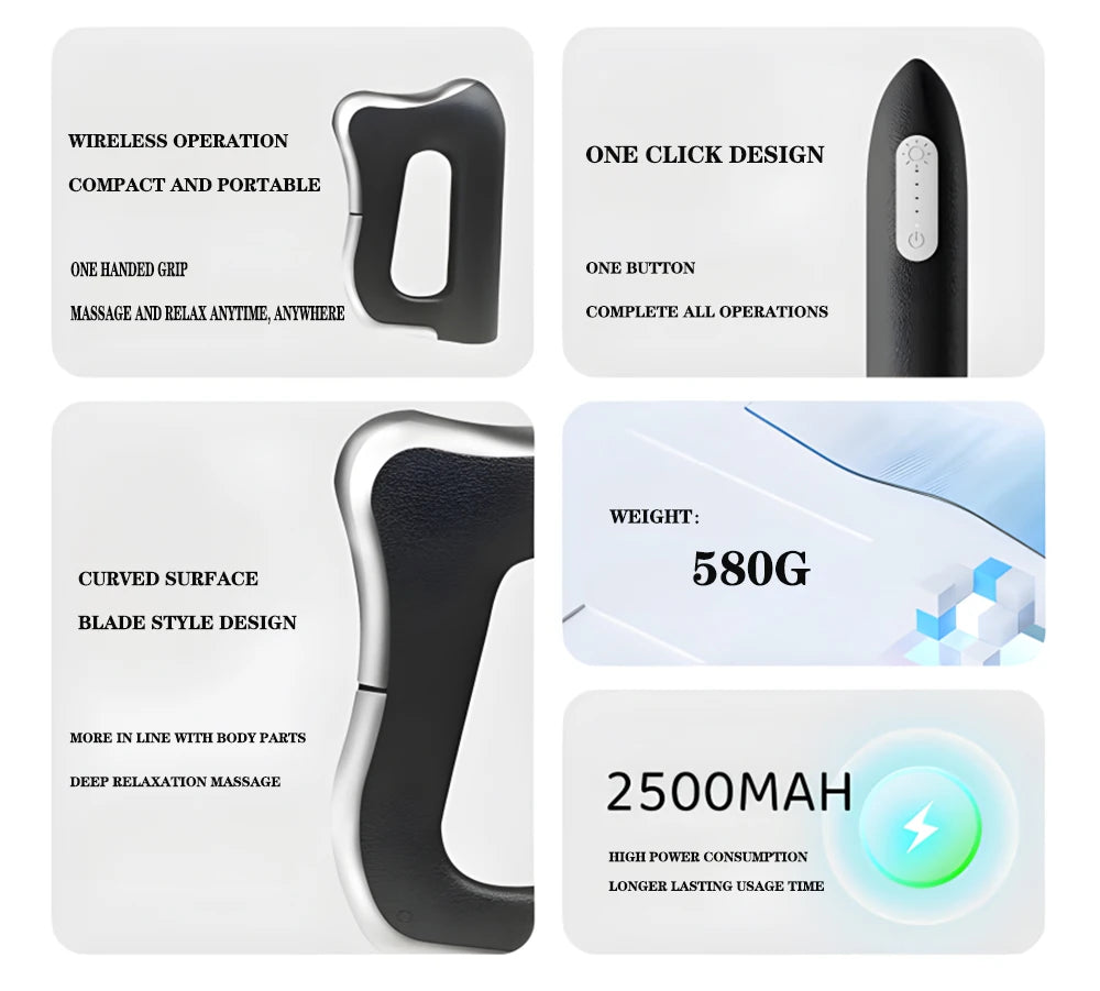 2025 Electric Fascia Massager Body Scraping Warm compress Vibration Muscle  Relaxation Body Lifting Guasha Massage Knife tool
