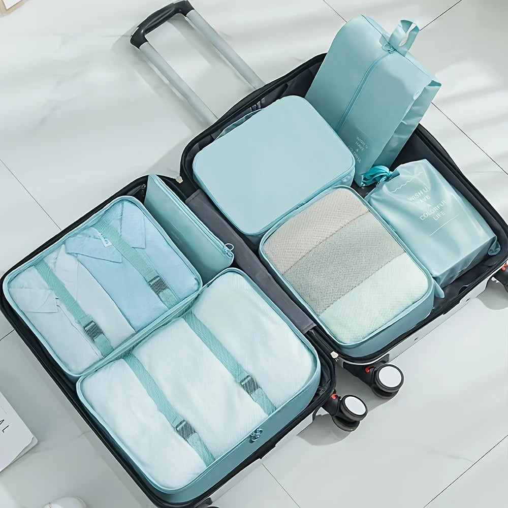 7-piece large-capacity travel storage bag set, portable packing organizers for classified storage of clothes, pants and socks