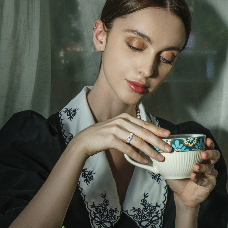 Anziw 3-stone Real 3.6CT Moissanite Wedding Rings for Women 100% S925 Silver Engagement Promise Band Fine Accessories Jewelry