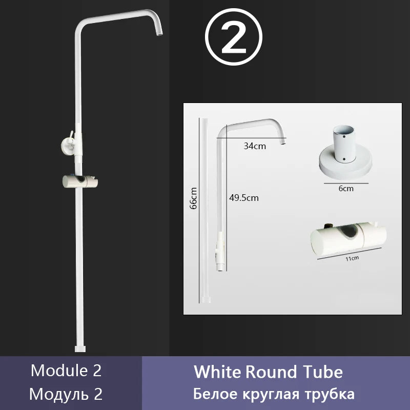 DIY Shower Set Bathroom Shower System Wall Mounted Bathtub Shower Faucet Gray Black Golden White Digital LED Temperature Shower