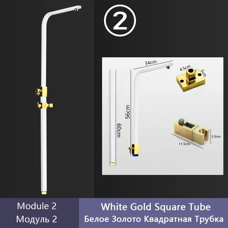 DIY Shower Set Bathroom Shower System Wall Mounted Bathtub Shower Faucet Gray Black Golden White Digital LED Temperature Shower