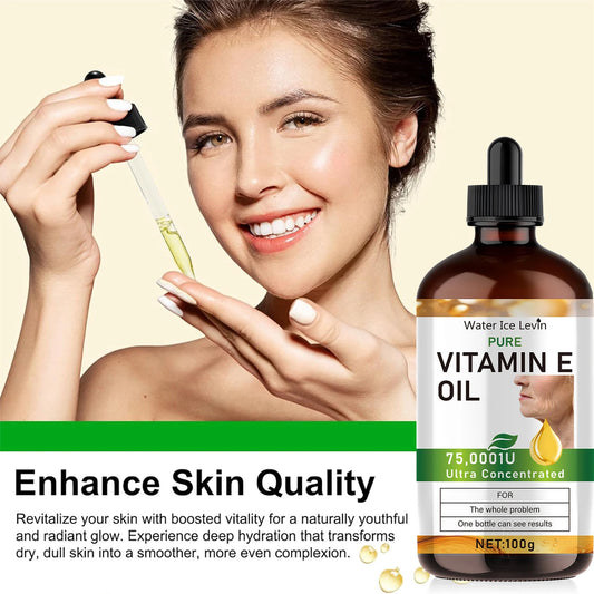 100ml Natural Vitamin E Essential Oil, Used for Massage, Skin Care, Gua Sha, Showering, Facial, Body, Nail, Hair, and Eyelash Care, Versatile