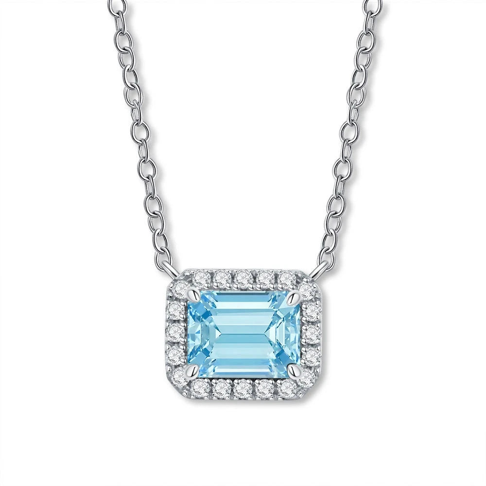 Wong Rain Solid 925 Sterling Silver 6*8 MM Sapphire Emerald Citrine Aquamarine Gems Pendant Necklace Fine Jewelry Gift Wholesale