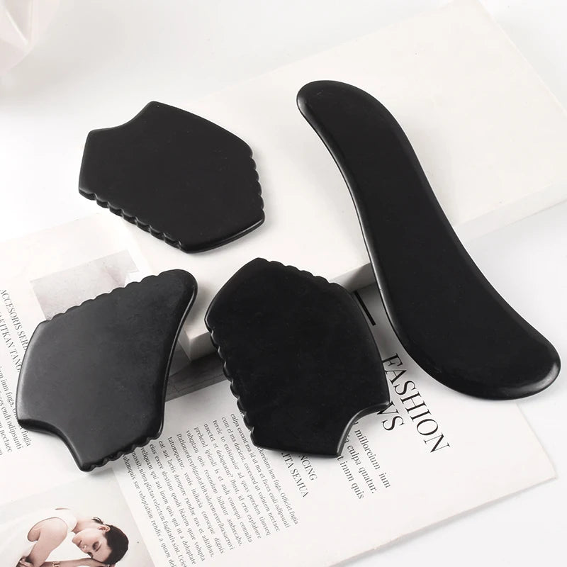 SPA Acupuncture Scraping Body Foot Back Face Neck Massager Beauty Guasha Board Black Bian Stone Gua Sha Massage Tools