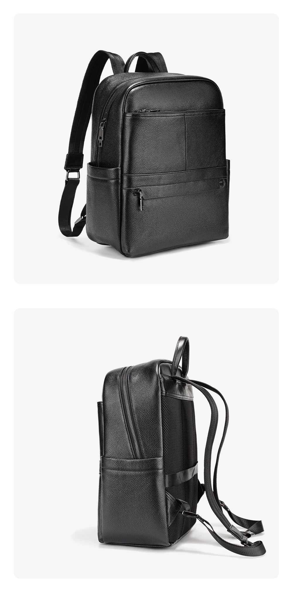 Zency Genuine Leather Backpack Bag Simple Casual Large Capacity Women's Knapsack Travel Outdoor Female Rucksack Unisex Mochilas