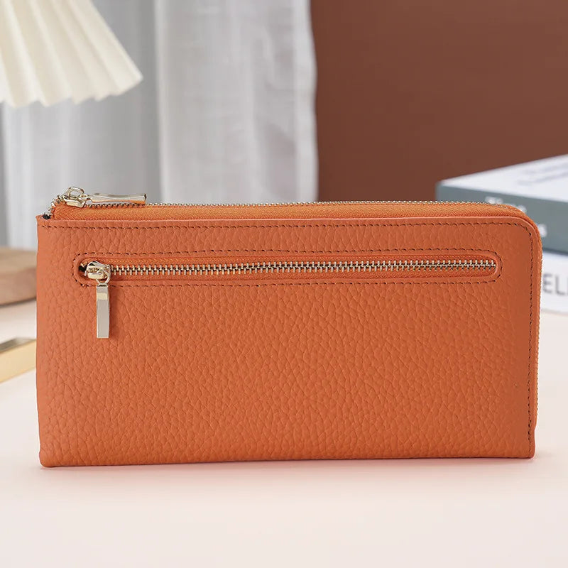 Women's Genuine Leather Long Wallets Cowhide Coin Purse Multi-card  Wallet for Women