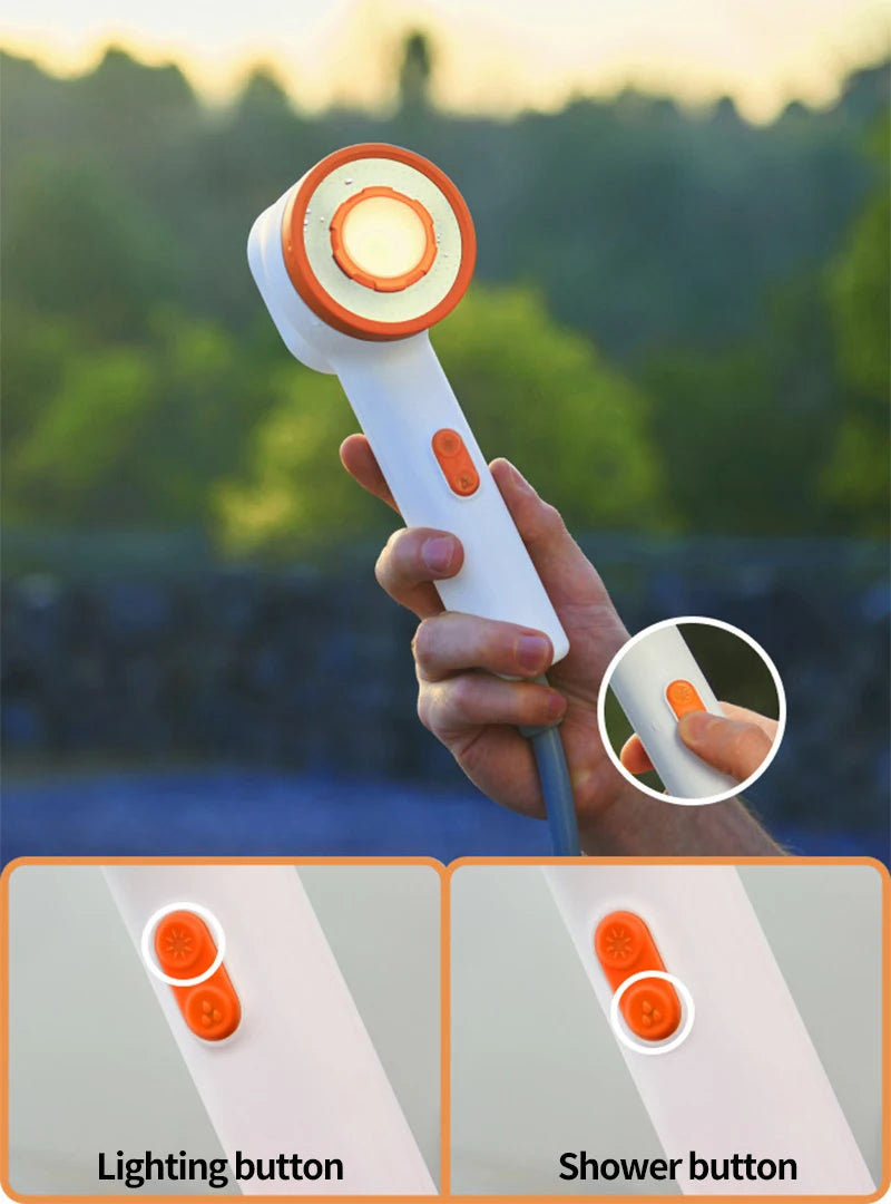 New Portable Outdoor Electric Shower with 2500mAh USB Charging Waterproof Mobile Showerhead for Camping Car Washing and Lighting