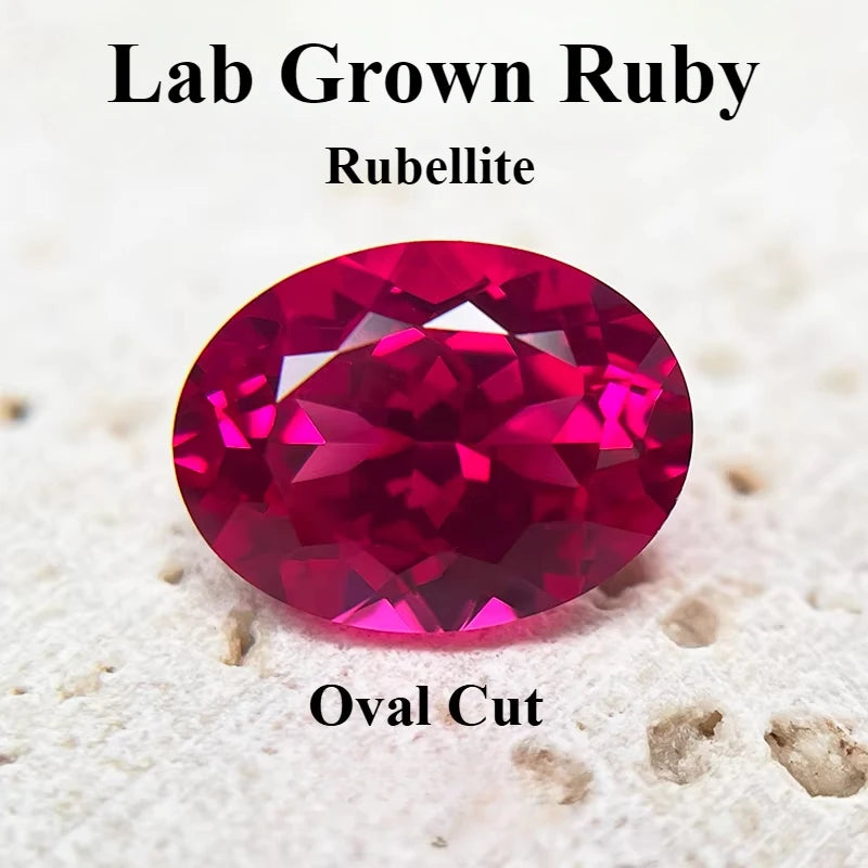 Lab Grown Ruby Rubellite Oval Cut Gemstone Beads for Jewelry Making Materials Selectable AGL Certificate